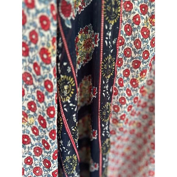 Lucky Brand Womens Sheer Blouse Plus Size 2X Americana Boho Chiffon Mixed Print - Picture 5 of 12